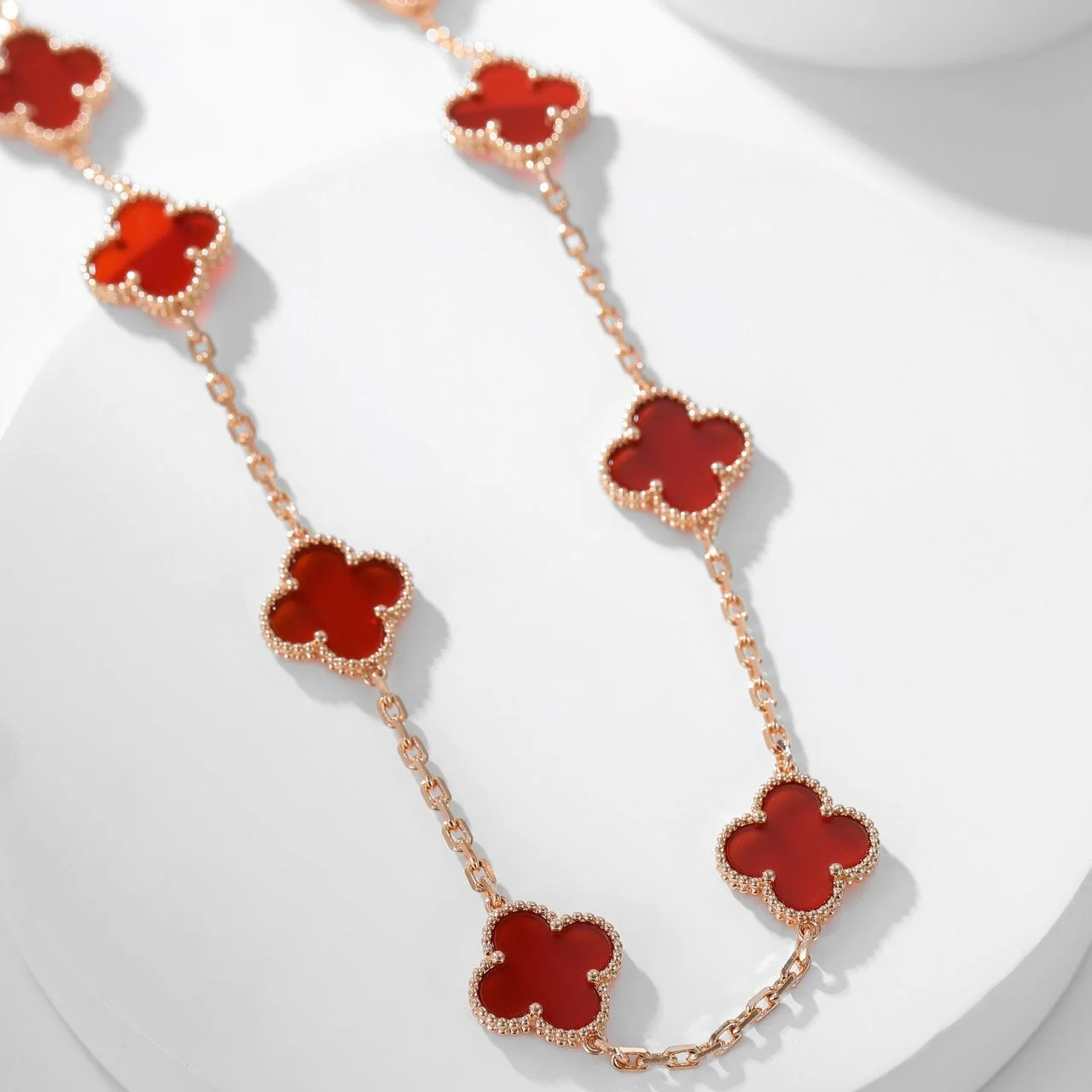 [VA]CLOVER 10 MOTIFS CARNELIAN NECKLACE