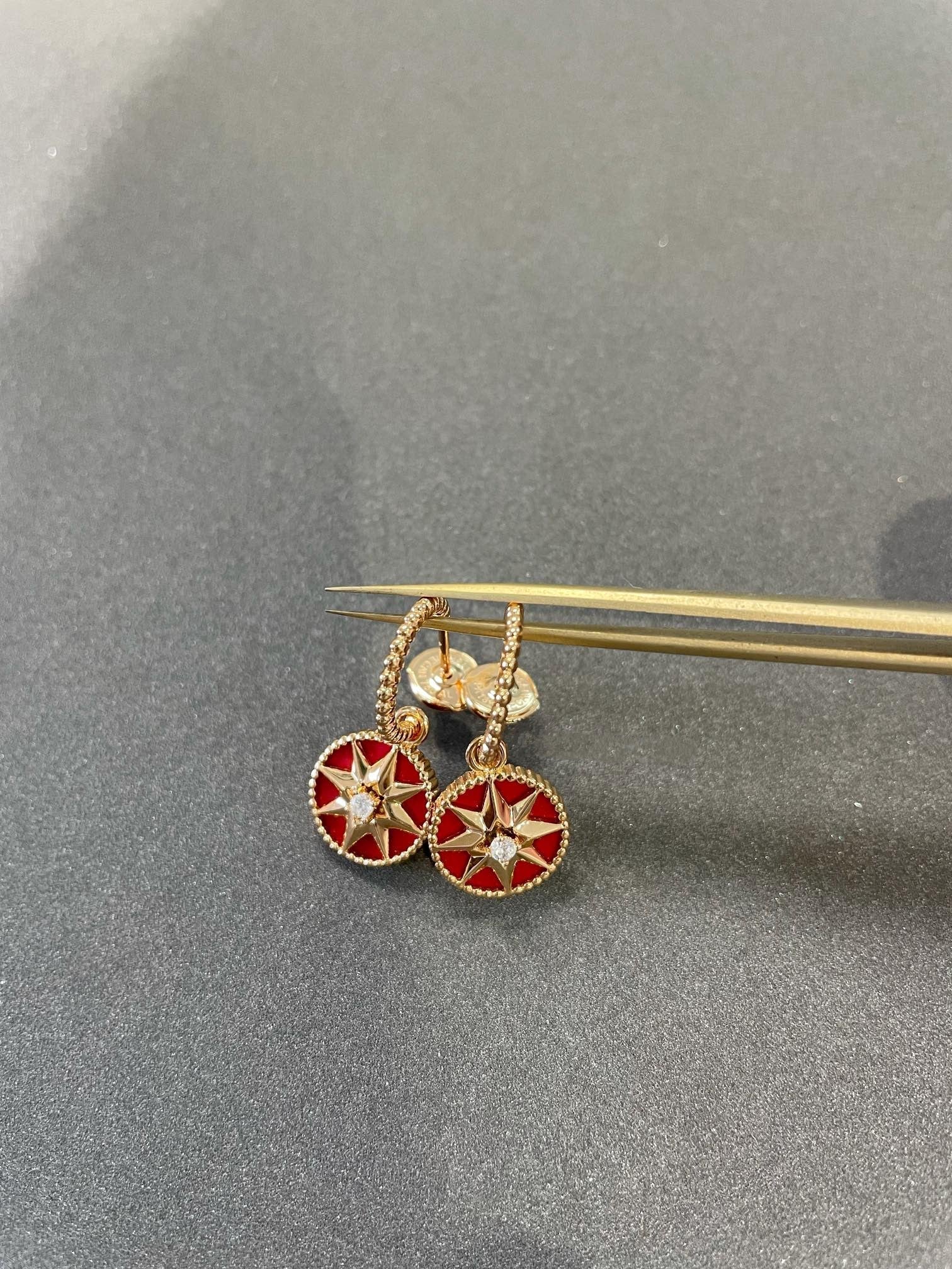 [CD]LUCKY STAR PINK GOLD CARNELIAN EARRINGS