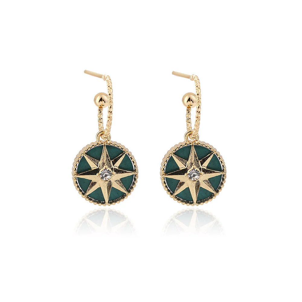 [CD]LUCKY STAR GOLD MALACHITE EARRINGS