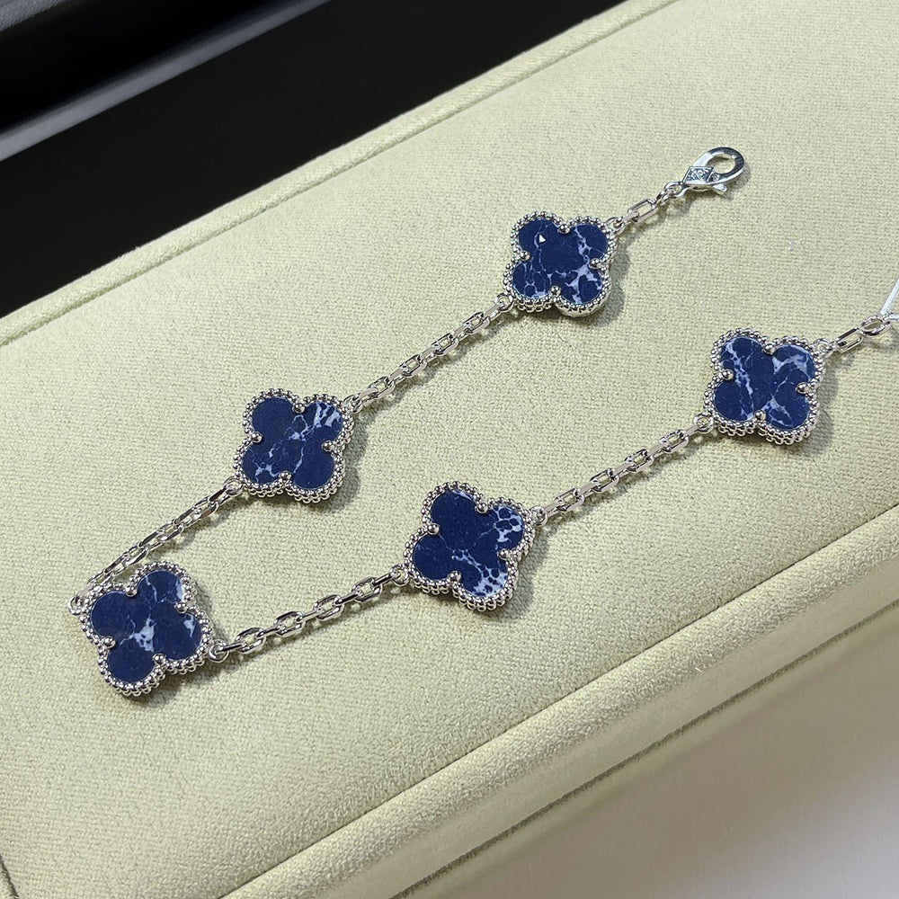 [VA]CLOVER 5 MOTIF PIETERSITE SILVER BRACELET