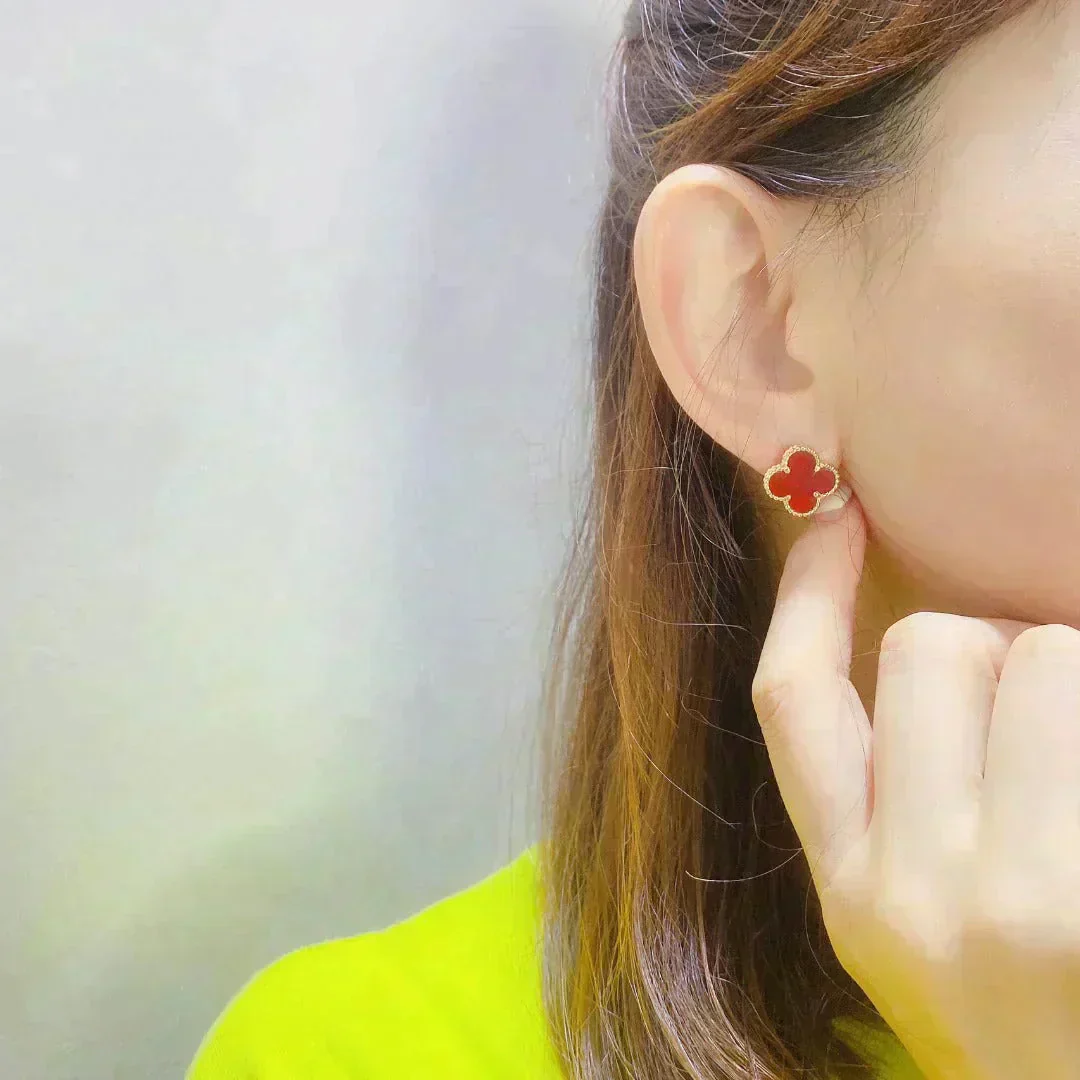 [VA]CLOVER MEDIUM 1 MOTIFS CARNELIAN  EARRINGS
