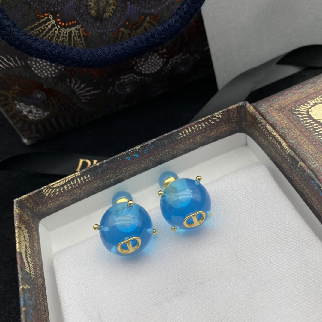 [CD] WOMEN TRIBALES EARRINGS GOLD-FINISH METAL AND LIGHT BLUE