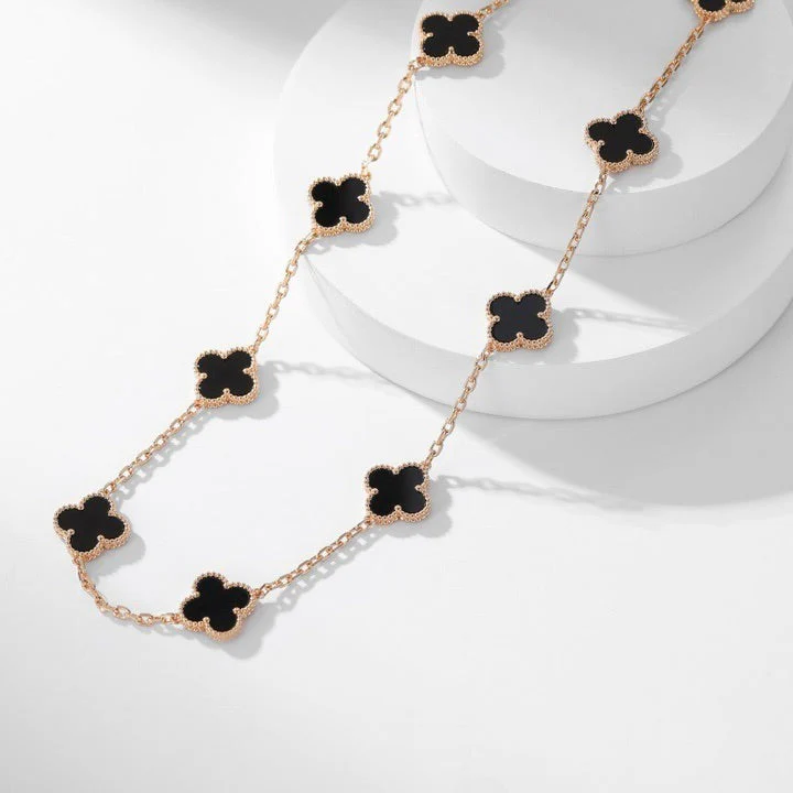 [VA]CLOVER 10 MOTIFS ONYX NECKLACE