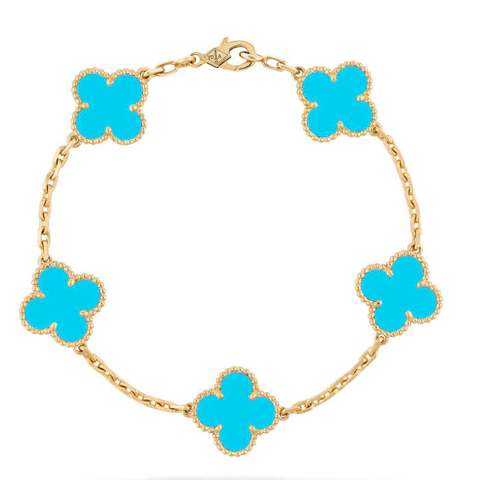 [VA]CLOVER 5 MOTIFS TURQUOISE BRACELET