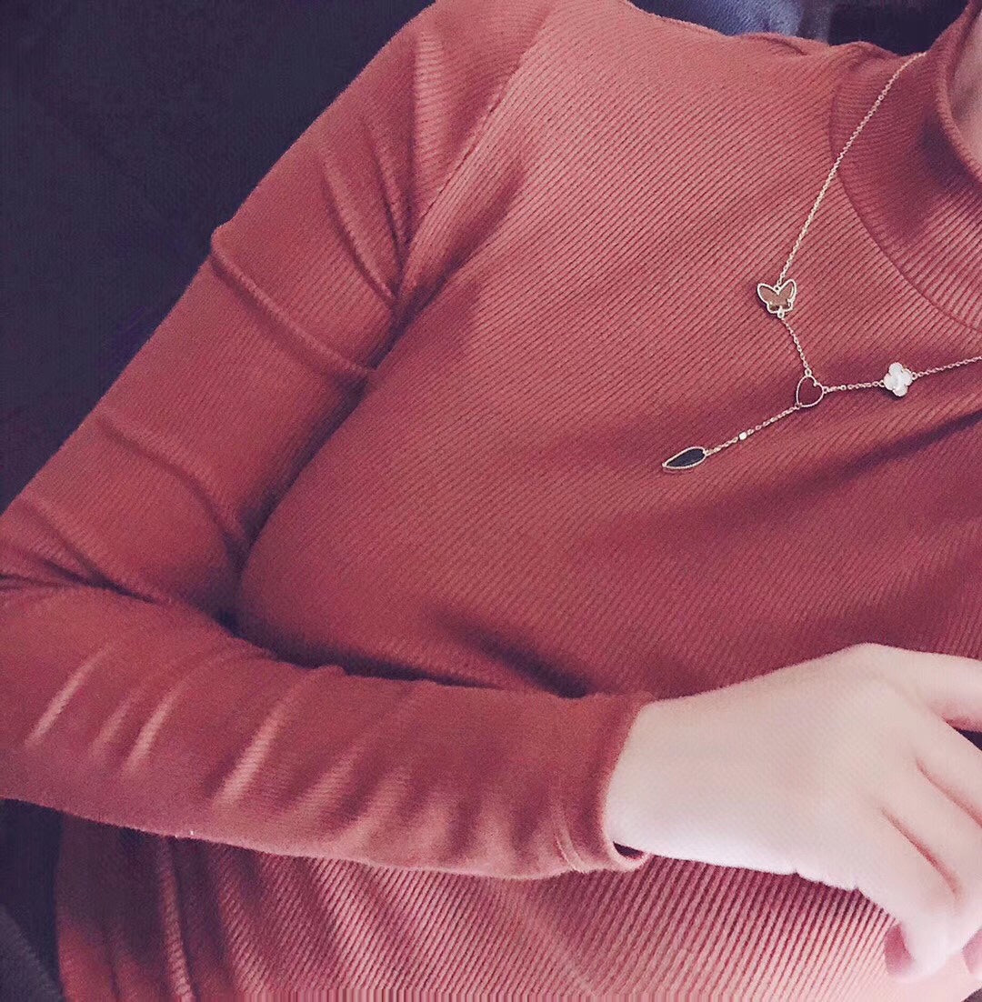 [VA]LUCKY SPRING 4 MOTIFS ROSE GOLD NECKLACE