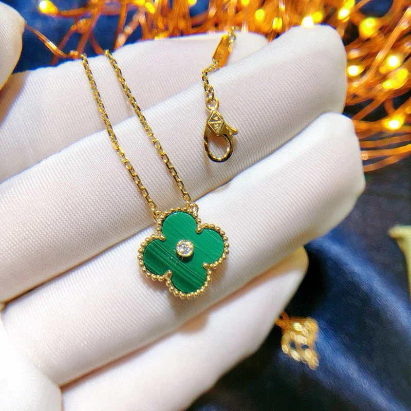 [VA]CLOVER 15MM DIAMOND TURQUOISE NECKLACE
