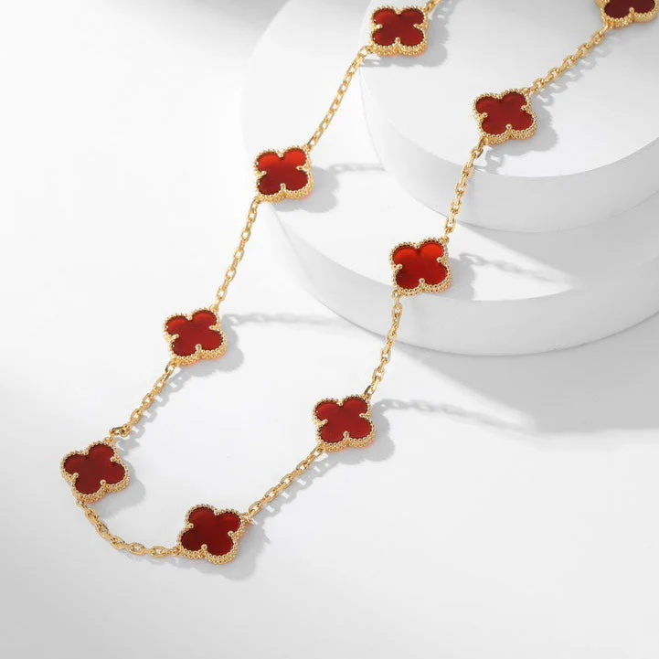 [VA]CLOVER 10 MOTIFS CARNELIAN NECKLACE