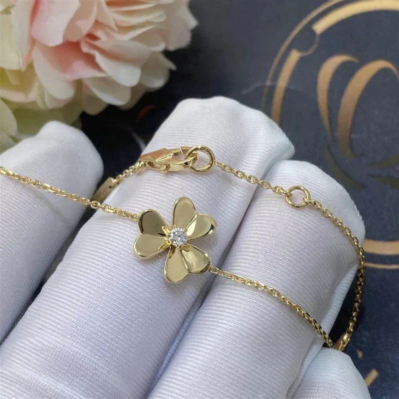 [VA]FRIVOLE GOLD FLOWER PINK MALACHITE BRACELET