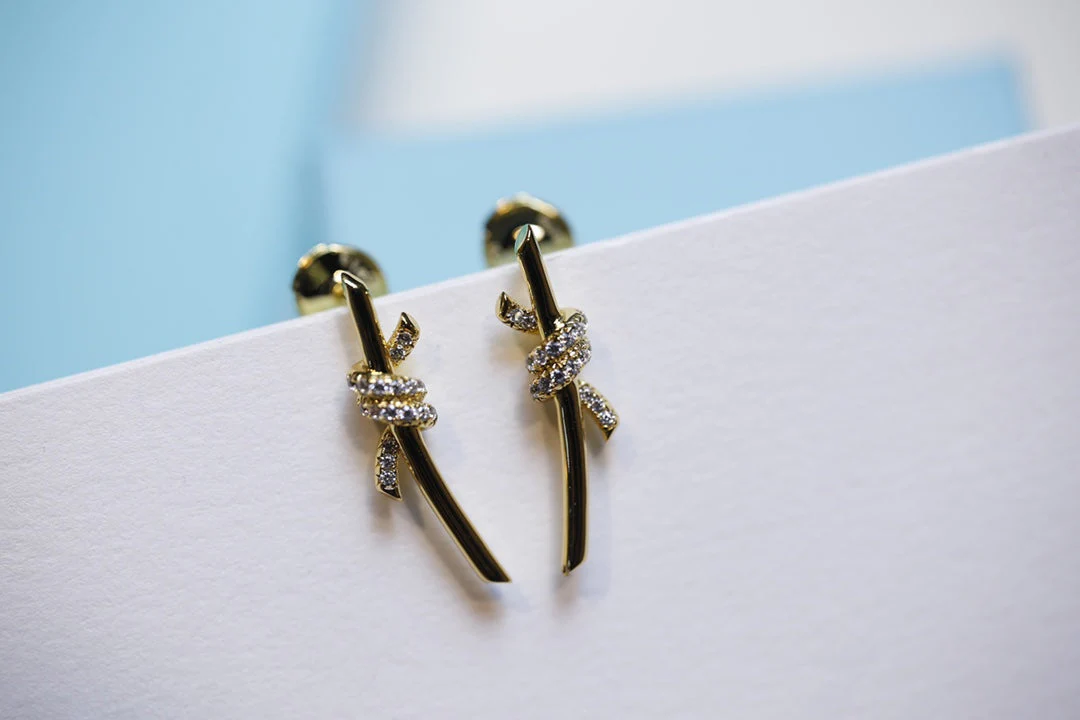 [TF]KNOT EARRINGS GOLD DIAMOND