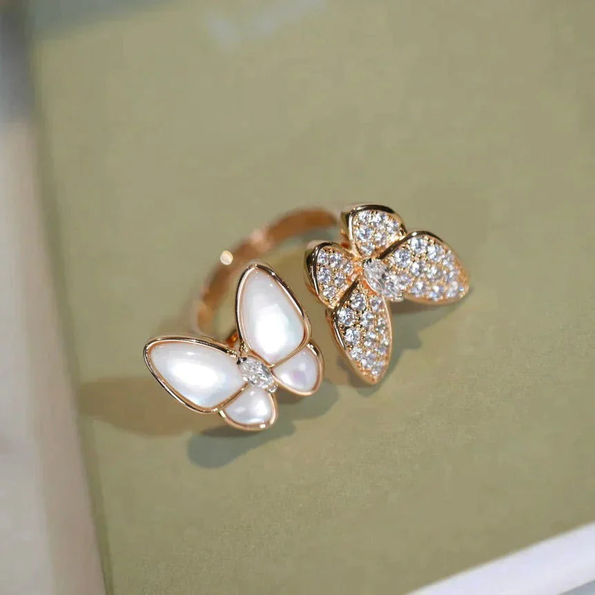 [VA]TWIN BUTTERFLY DIAMOND MOP RING