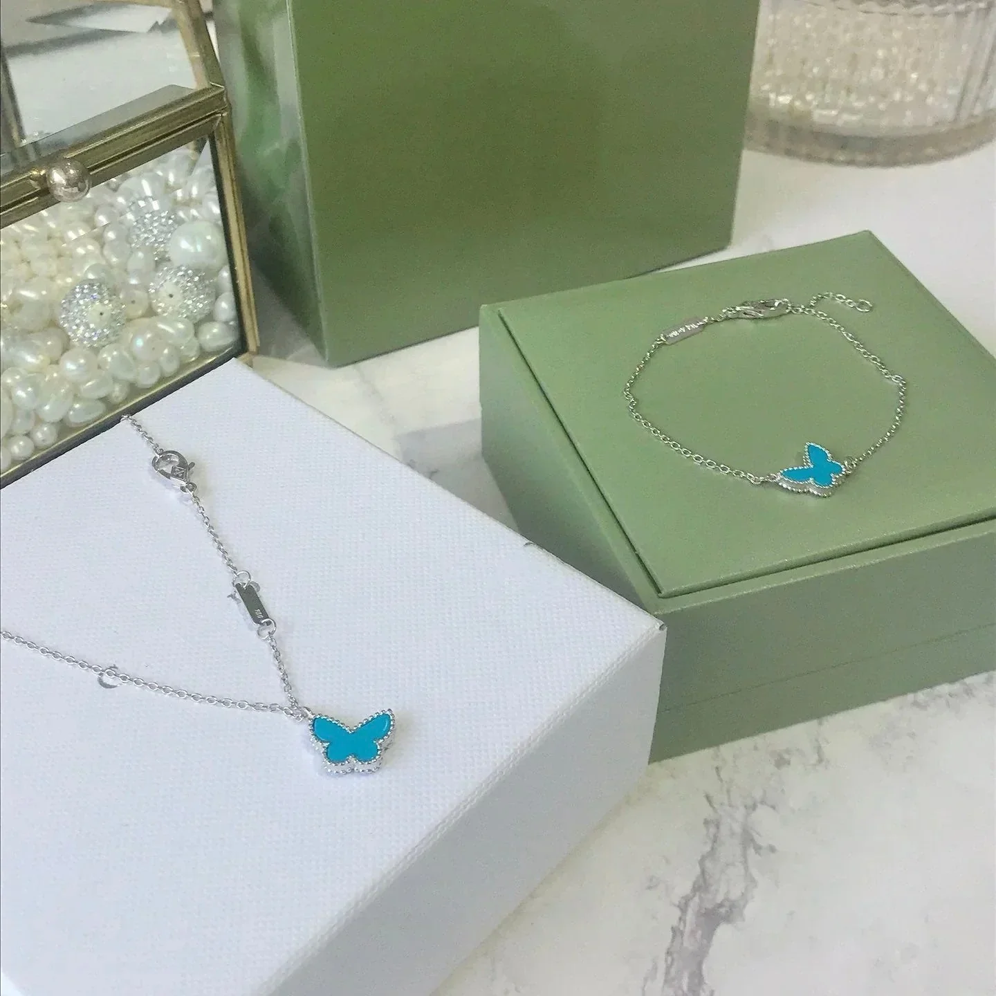 [VA]BUTTERFLY TURQUOISE BUTTERFLY BRACELET SILVER