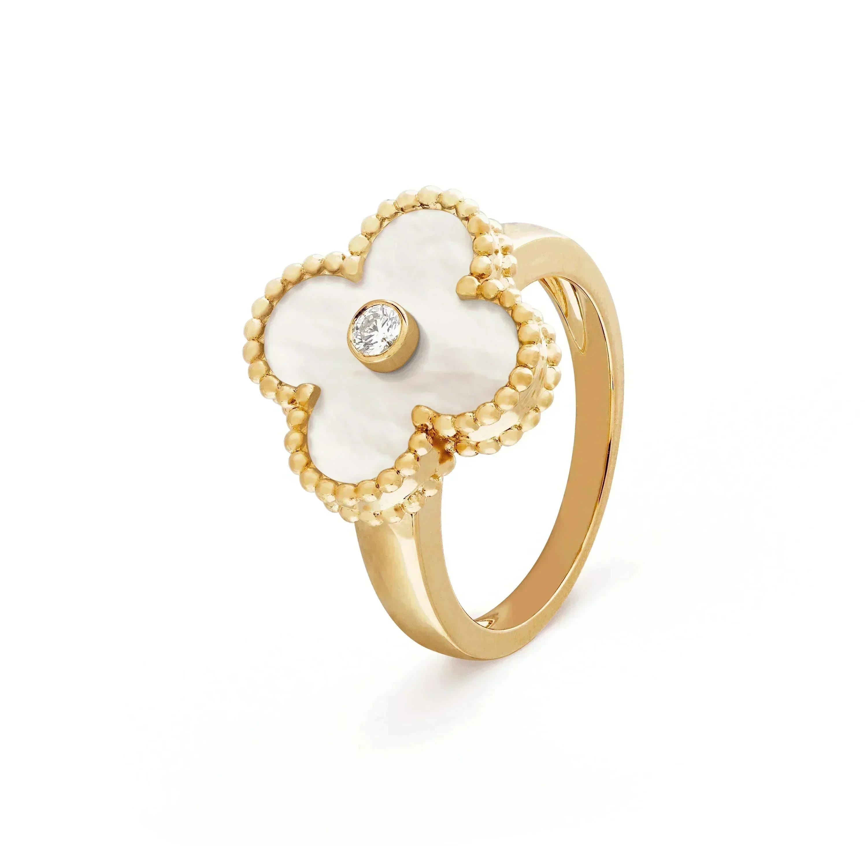 [VA]CLOVER PINK MOP RING GOLD DIAMOND