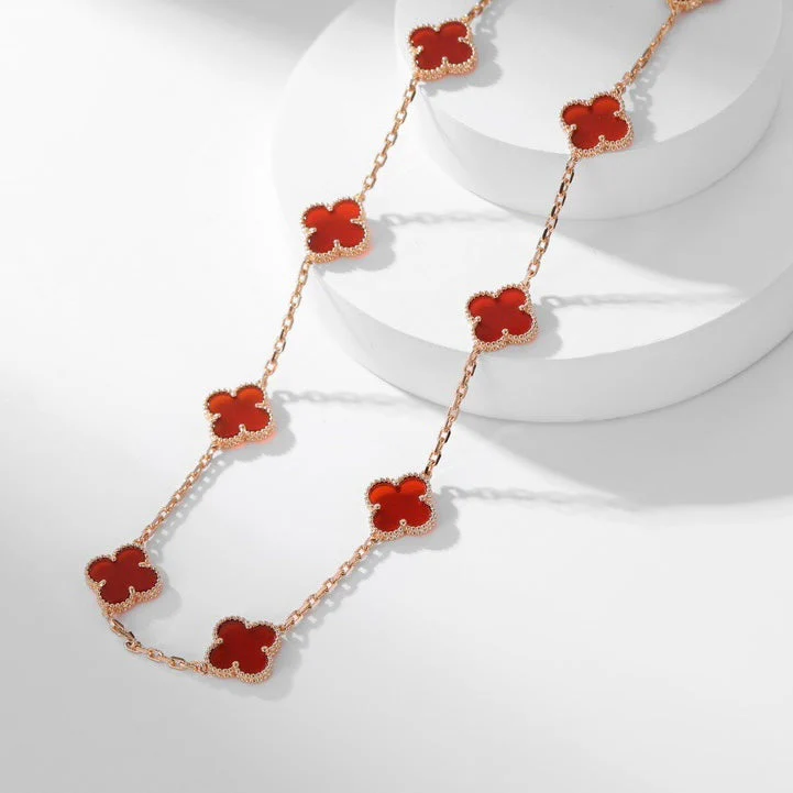 [VA]CLOVER 10 MOTIFS CARNELIAN NECKLACE