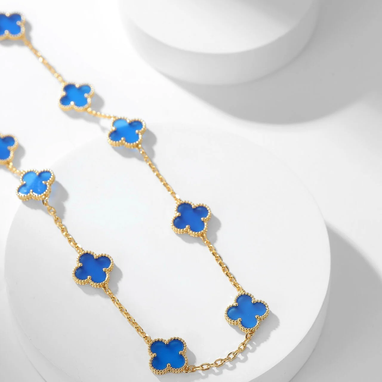 [VA]CLOVER 10 MOTIFS BLUE AGATE NECKLACE