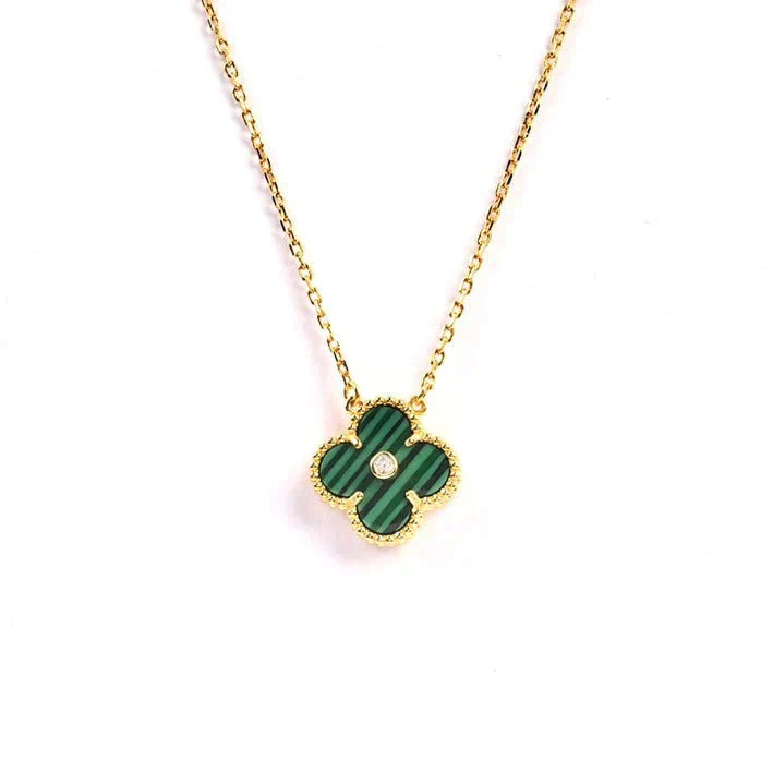 [VA]CLOVER 15MM DIAMOND TURQUOISE NECKLACE