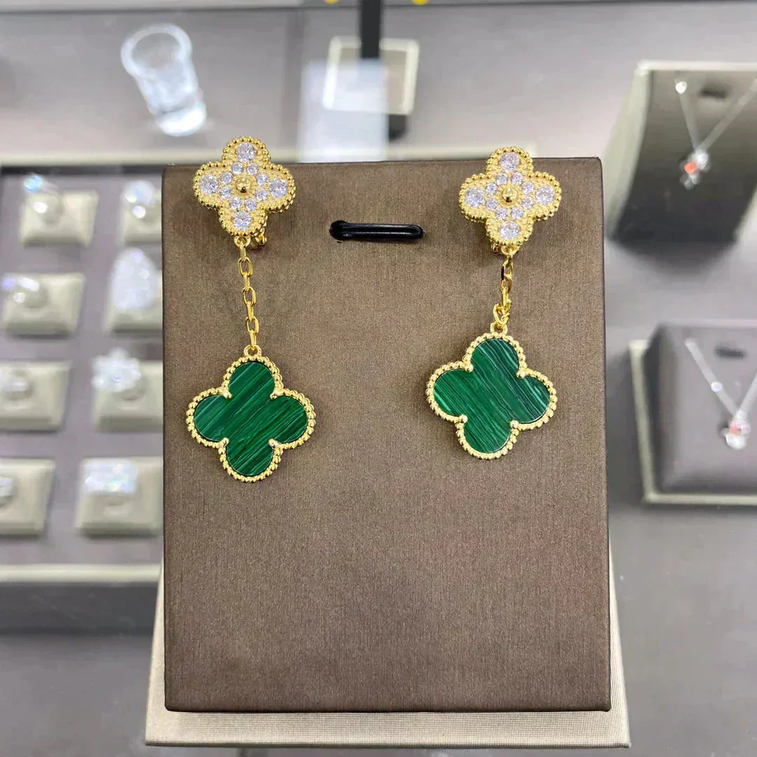 [VA]CLOVER  2 MOTIFS  DIAMOND  EARRINGS (MULTIPLE CHOICESç´