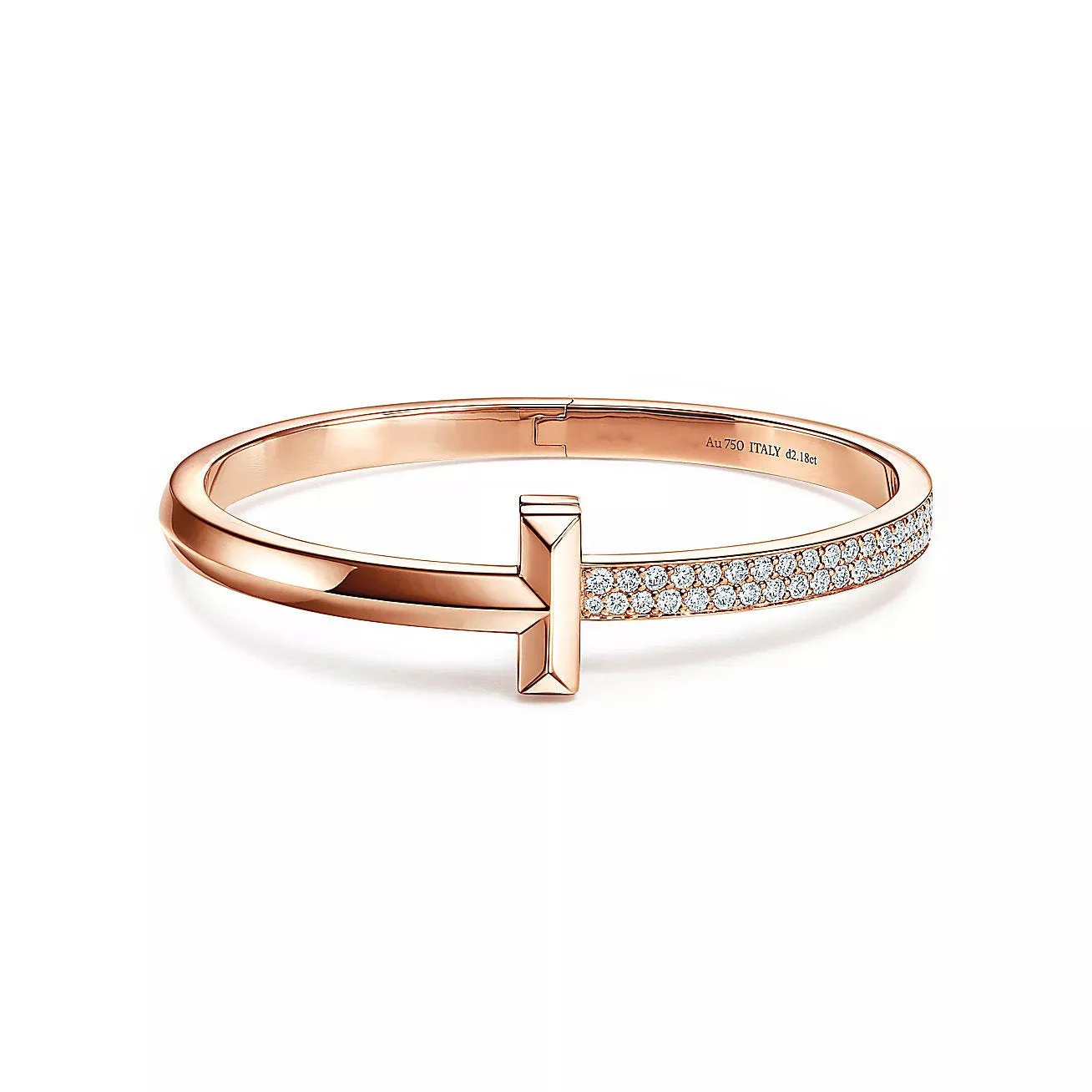 [TF]WIDE DIAMONDS HINGED BANGLE ROSE GOLD