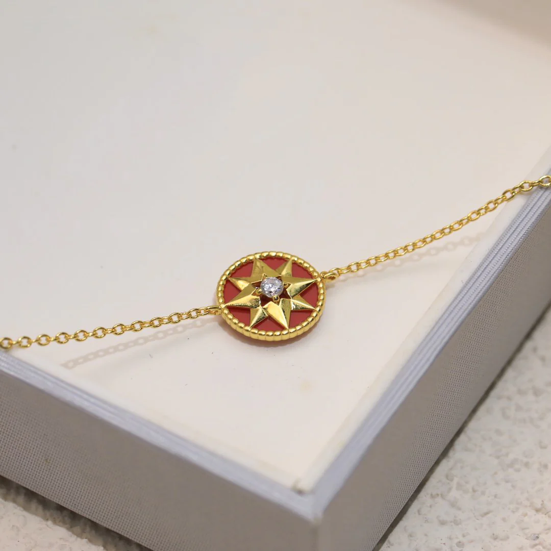 [CD]LUCKY STAR 1 DIAMOND RED GOLD BRACELET