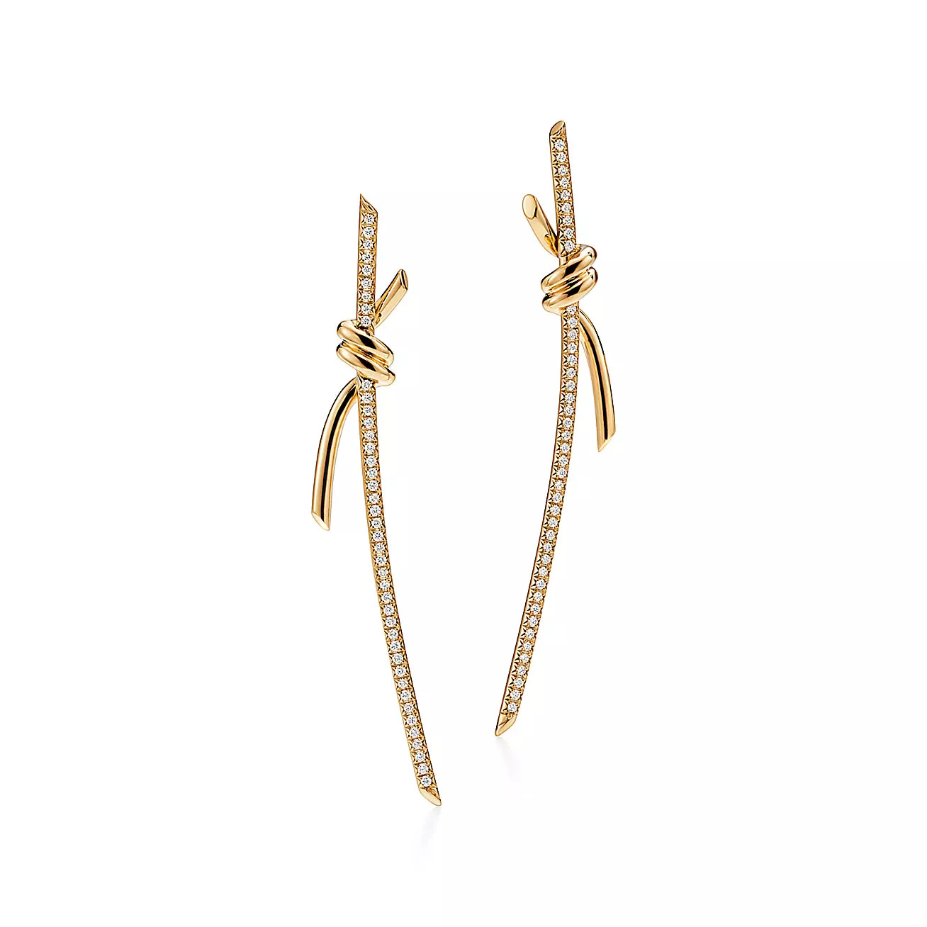[TF]KNOT DROP EARRINGS IN GOLD WITH DIAMONDS