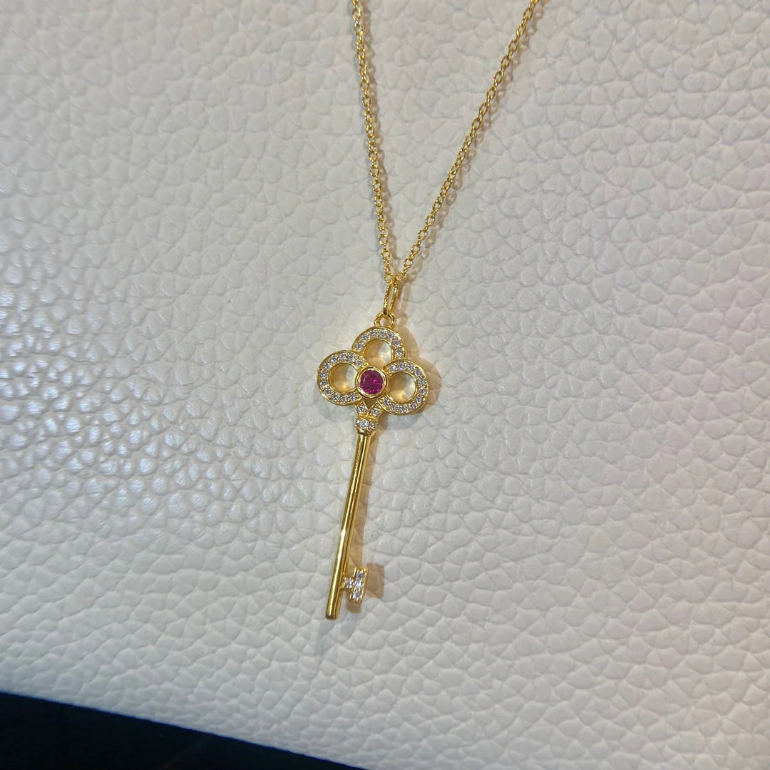 [TF]FLORET KEY PEDANT NECKLACE PINK DIAMOND