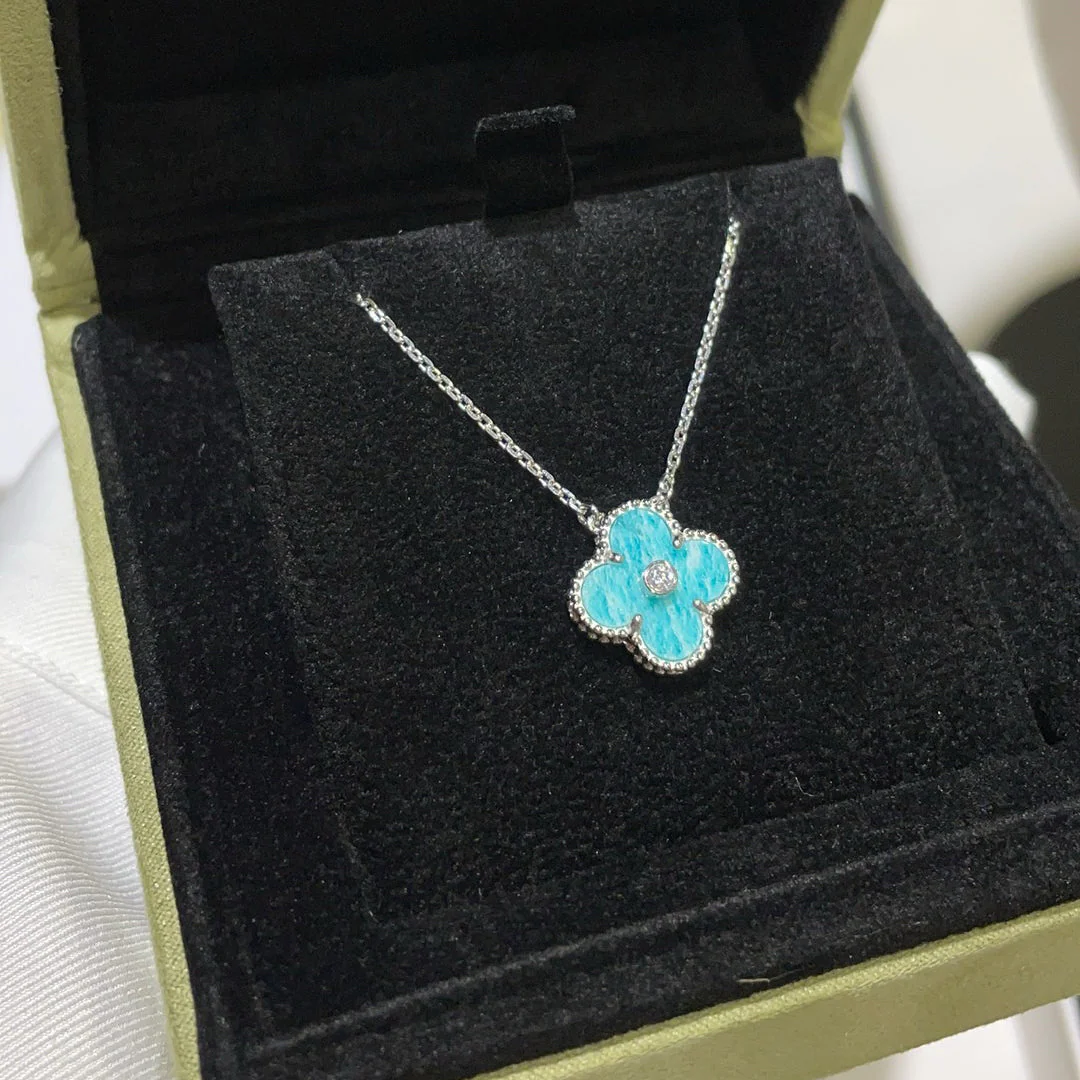[VA]CLOVER 15MM DIAMOND SVRES PORCELAIN  NECKLACE SILVER