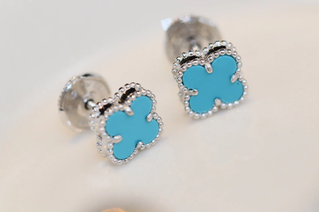 [VA]CLOVER MINI TURQUOISE SILVER STUD EARRINGS