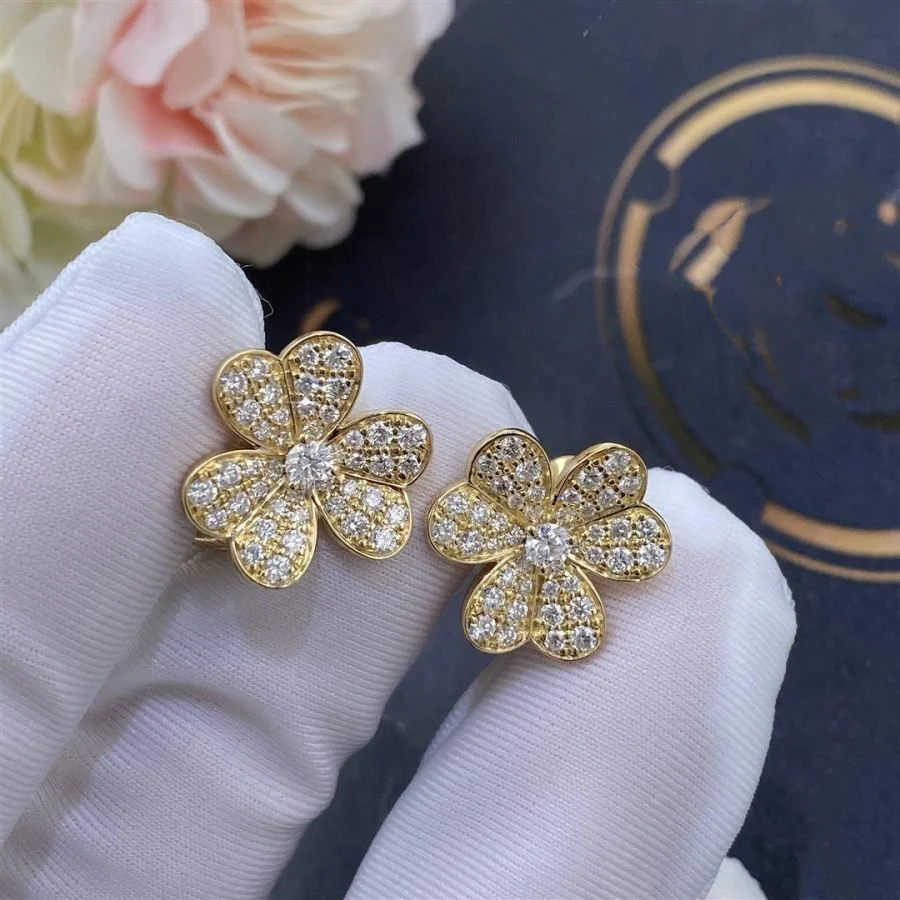 [VA]FRIVOLE GOLD FLOWER DIAMOND EARRINGS