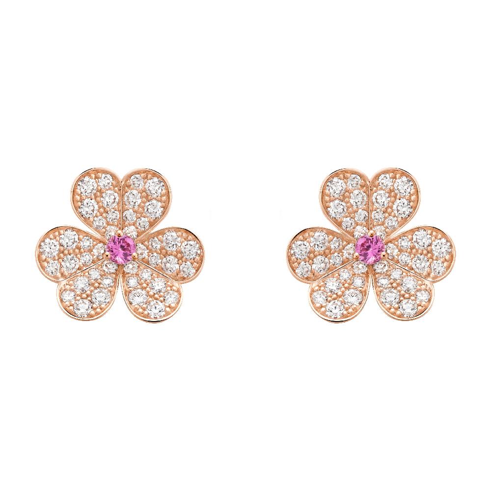 [VA]FRIVOLE PINK GOLD FLOWER DIAMOND EARRINGS