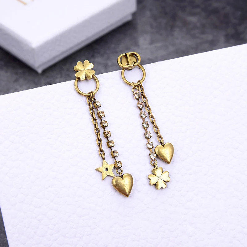 [CD] HEART CLOVER STAR EARRINGS GOLD