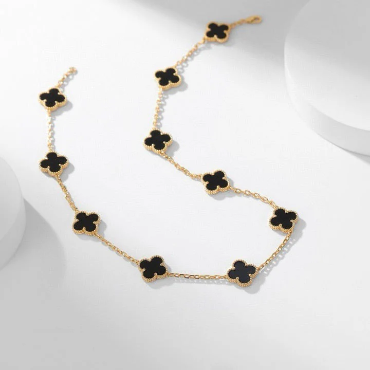[VA]CLOVER 10 MOTIFS ONYX NECKLACE