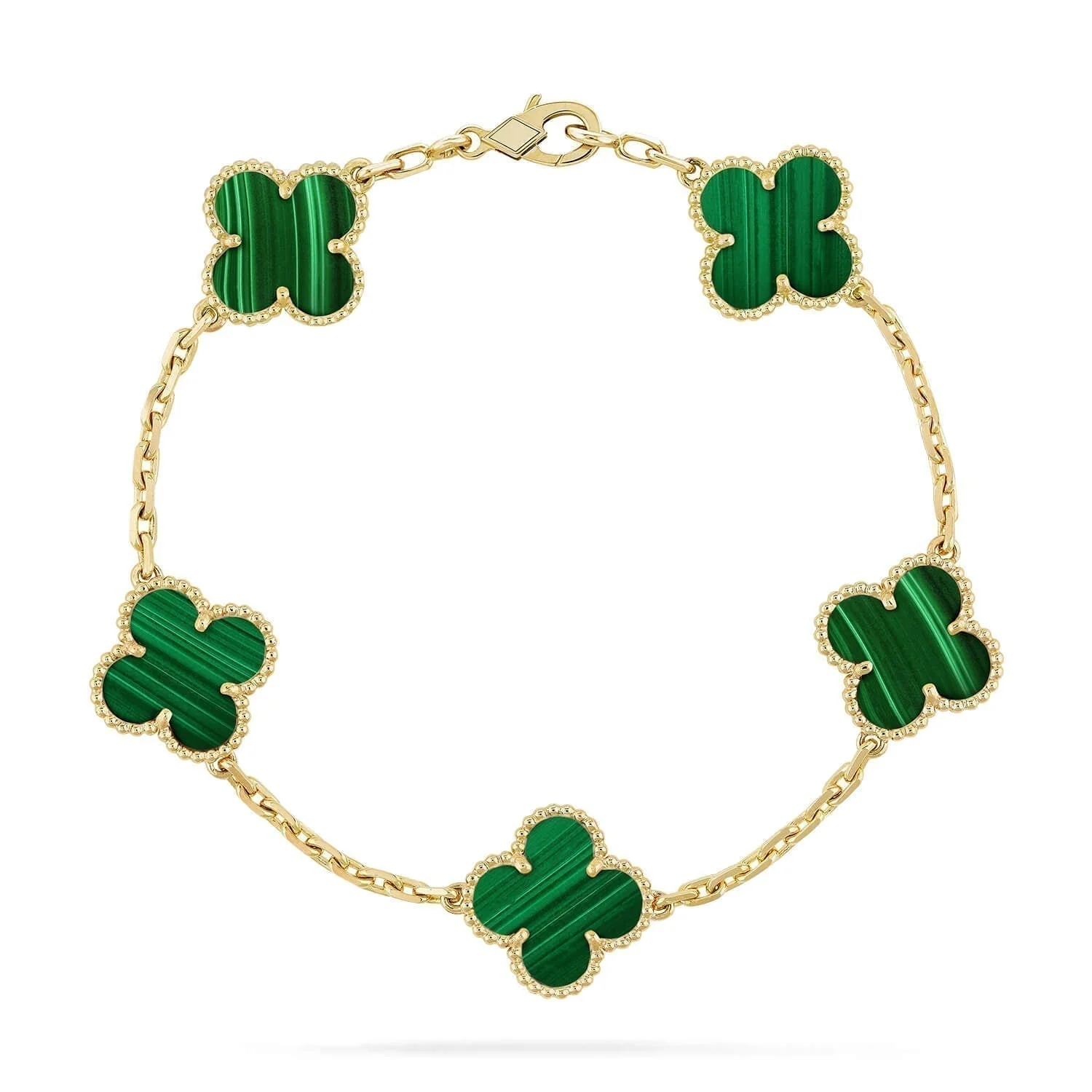 [VA]CLOVER 5 MOTIFS MALACHITE BRACELET