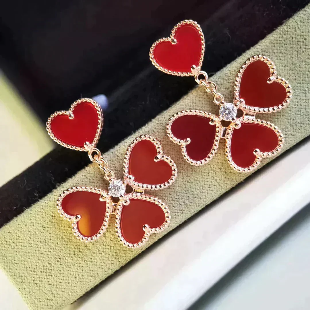 [VA]SWEET CLOVER CARNELIAN EARRINGS
