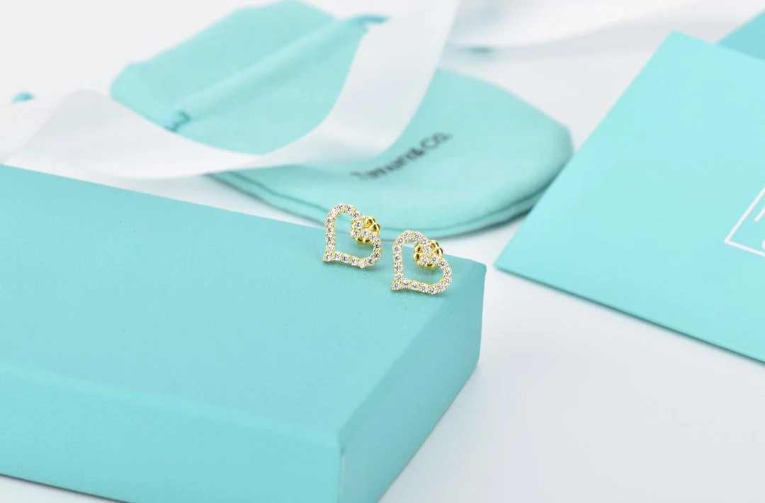 [TF]OPEN HEART STUD DIAMOND EARRINGS