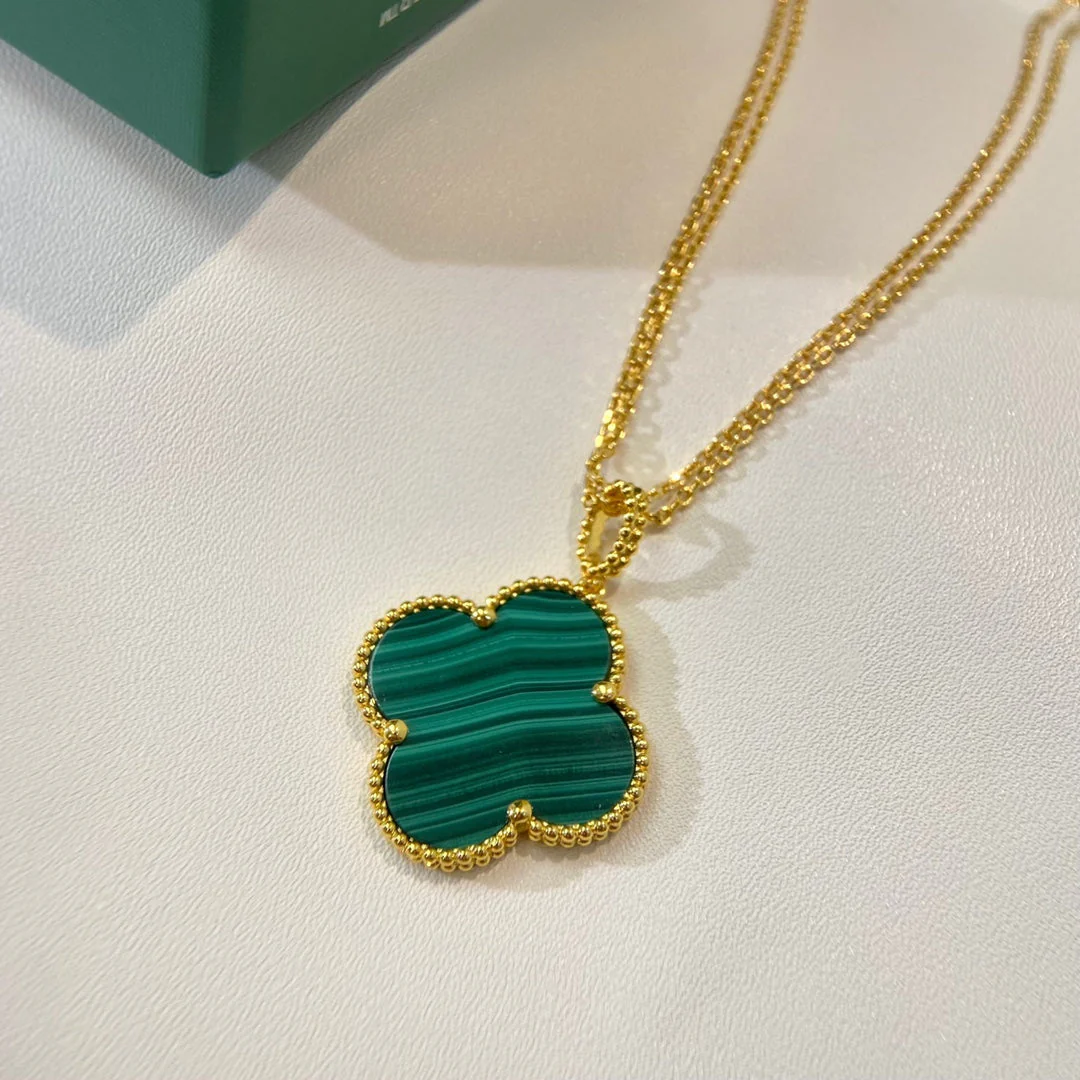 [VA]CLOVER 25MM MALACHITE GOLD NECKLACE