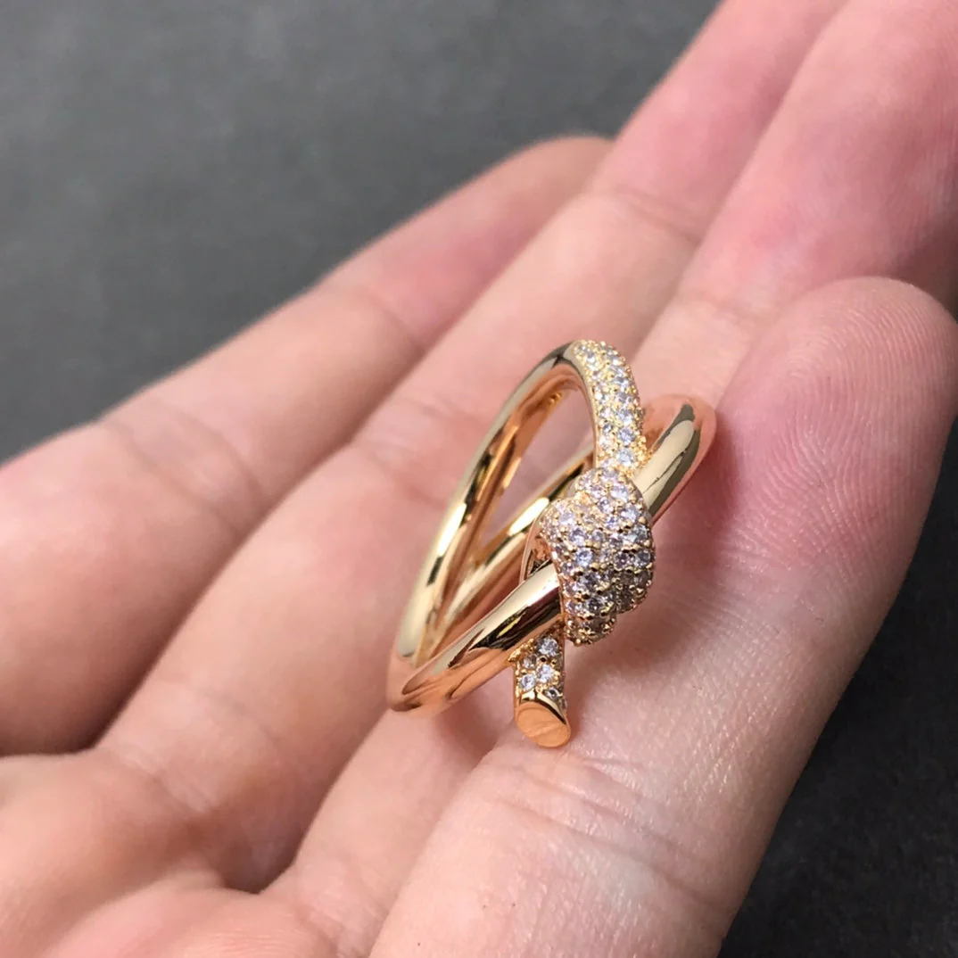 [TF]KNOT RING DOUBLE ROW DIAMOND