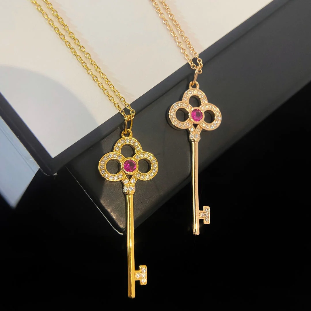 [TF]FLORET KEY PEDANT NECKLACE PINK DIAMOND