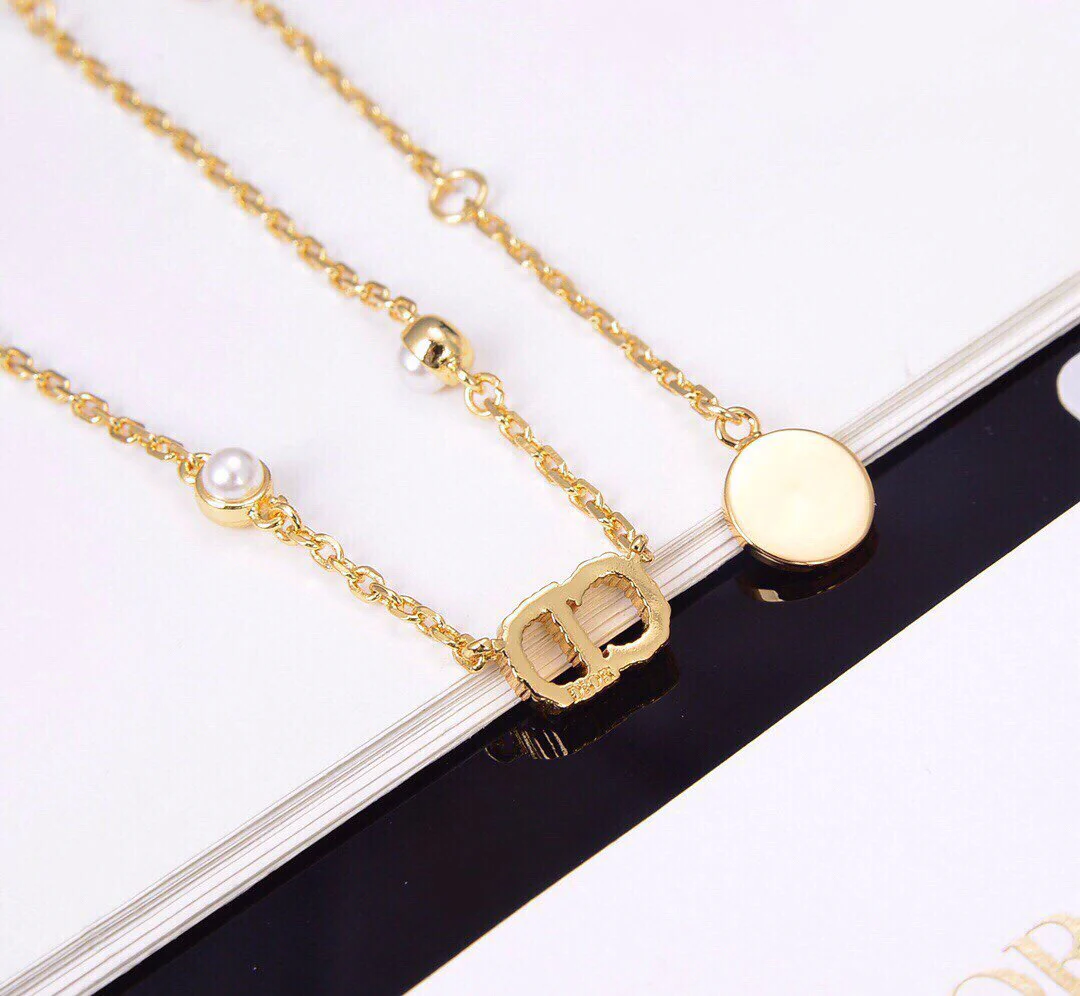 [CD] NECKLACE PEDANT GOLD DIAMOND 4 PEARL