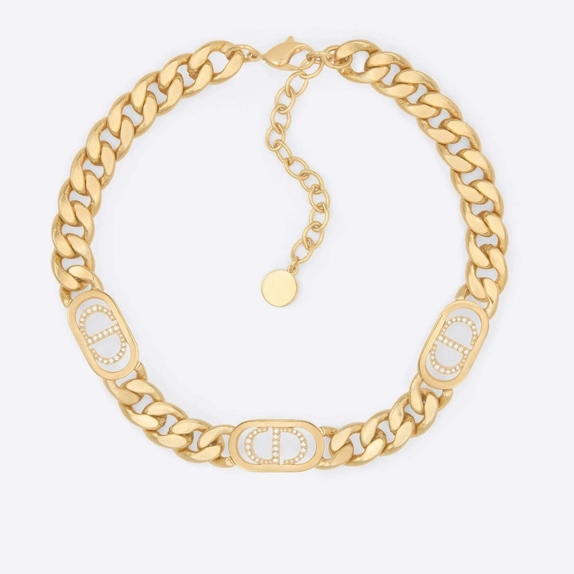 [CD]30 MONTAIGNE NECKLACE GOLD-FINISH METAL WHITE CRYSTALS