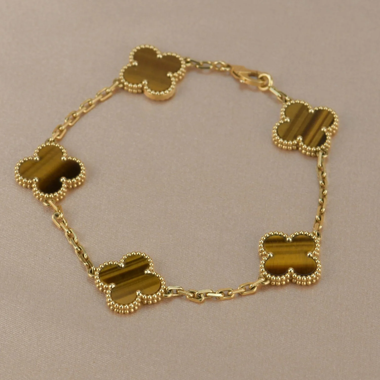 [VA]CLOVER  5 MOTIFS TIGER EYE BRACELET