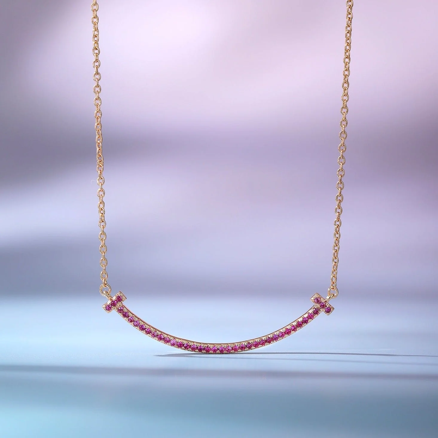 [TF]BIG SMILE PEDANT PINK DIAMOND NECKLACE
