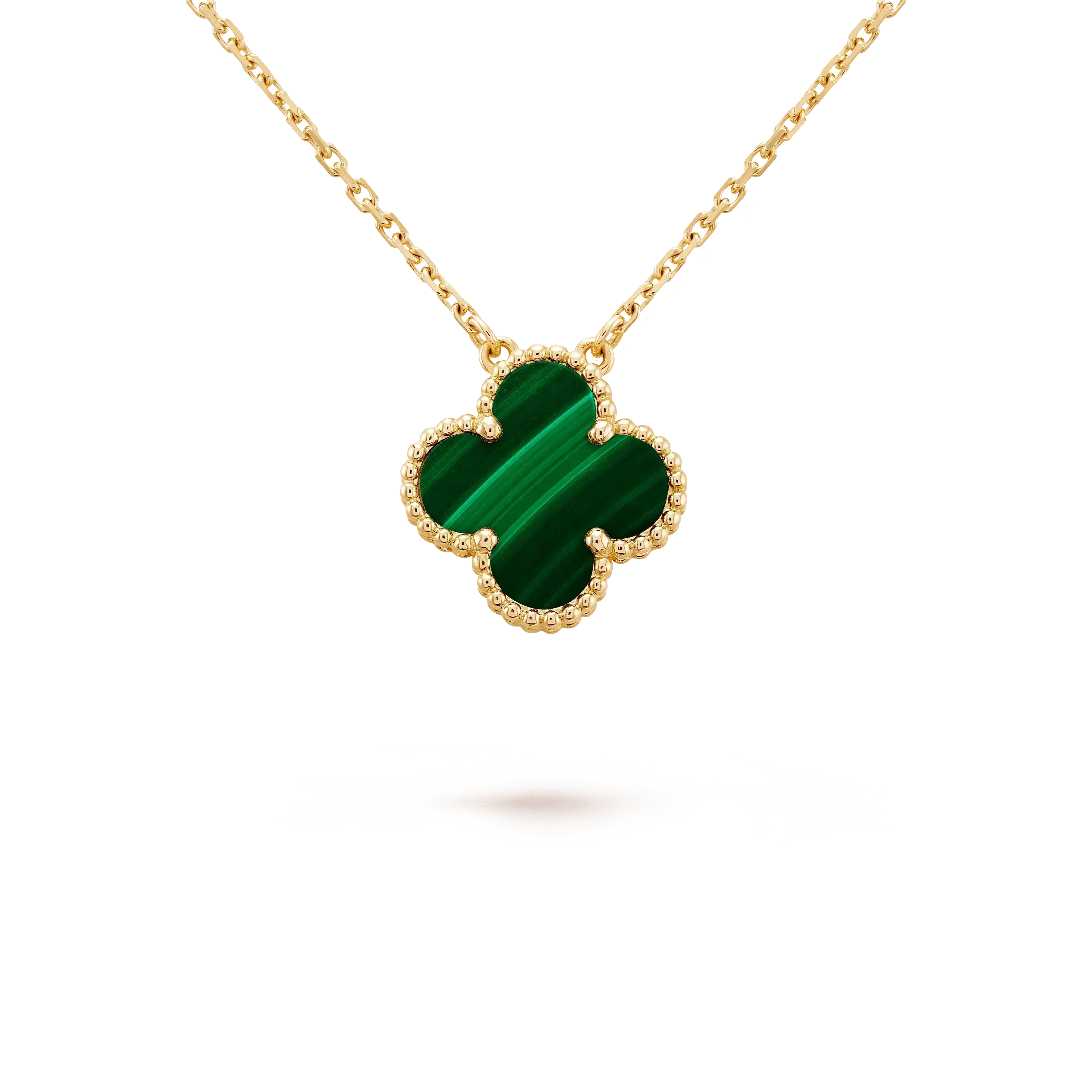 [VA]CLOVER 15MM MALACHITE SINGLE FLOWER  NECKLACE