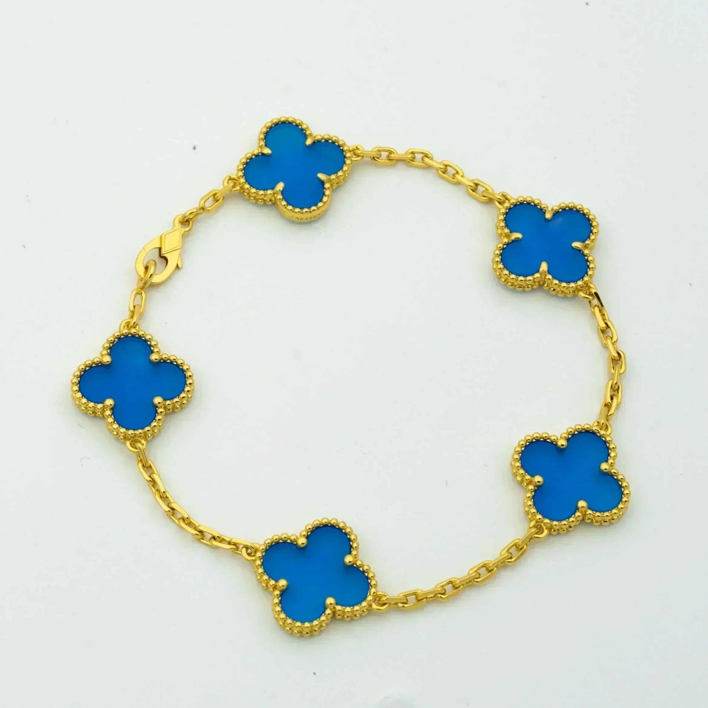 [VA]CLOVER 5 MOTIFS BLUE AGATE BRACELET