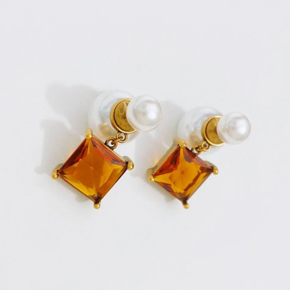 [CD] PEARL EARRINGS GOLD DIAMOND
