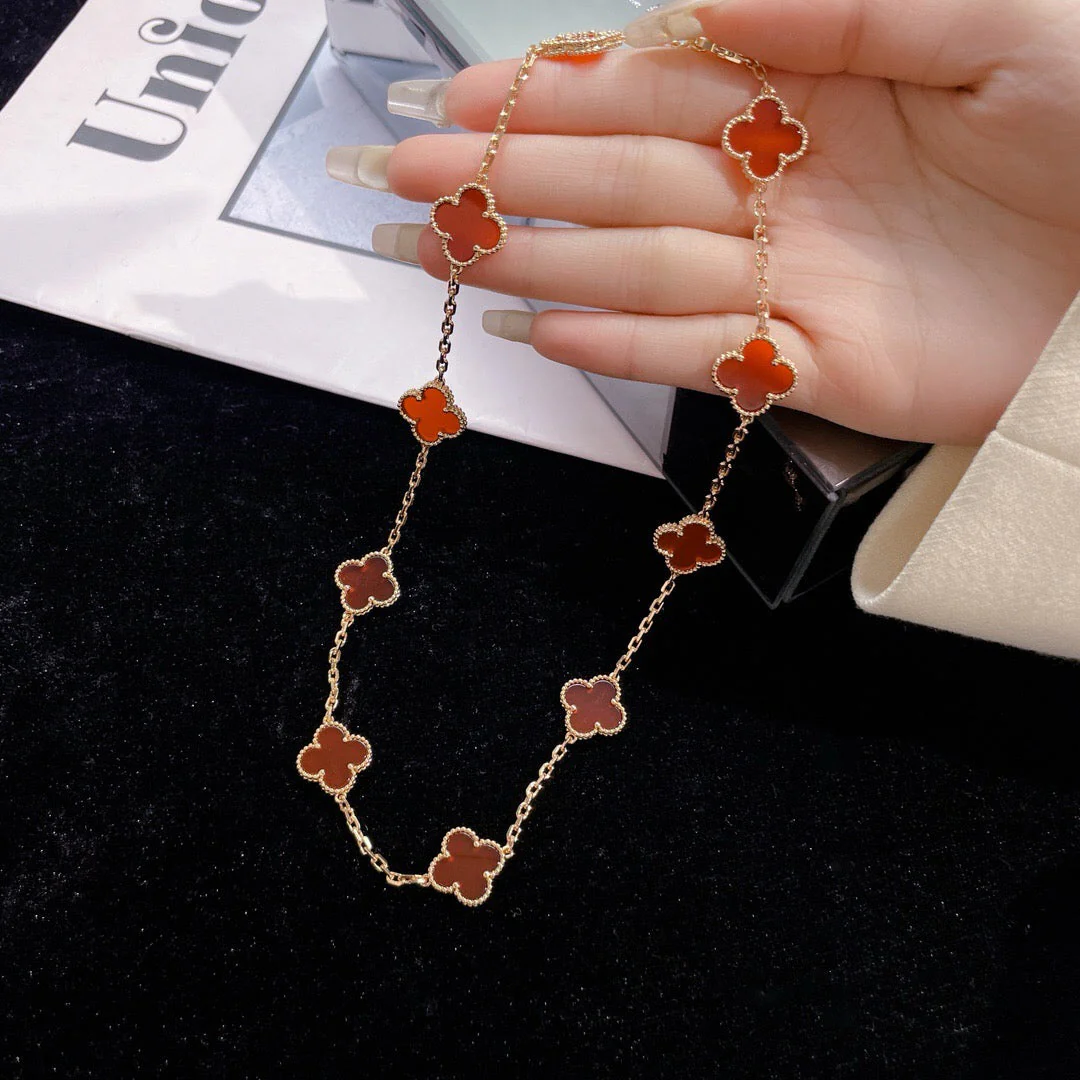 [VA]CLOVER 10 MOTIFS CARNELIAN NECKLACE