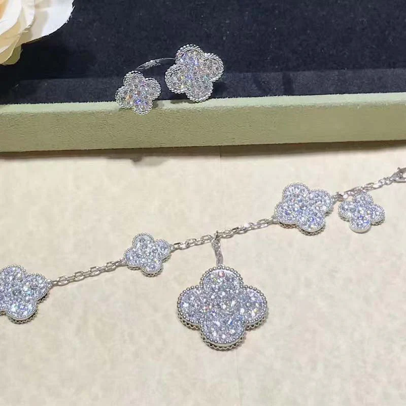 [VA]CLOVER 6 MOTIFS SILVER DIAMOND BRACELET