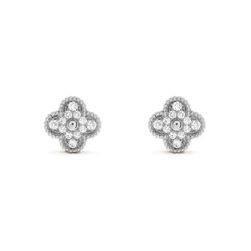 [VA]CLOVER 1 MOTIFS DIAMOND STUD EARRINGS SILVER