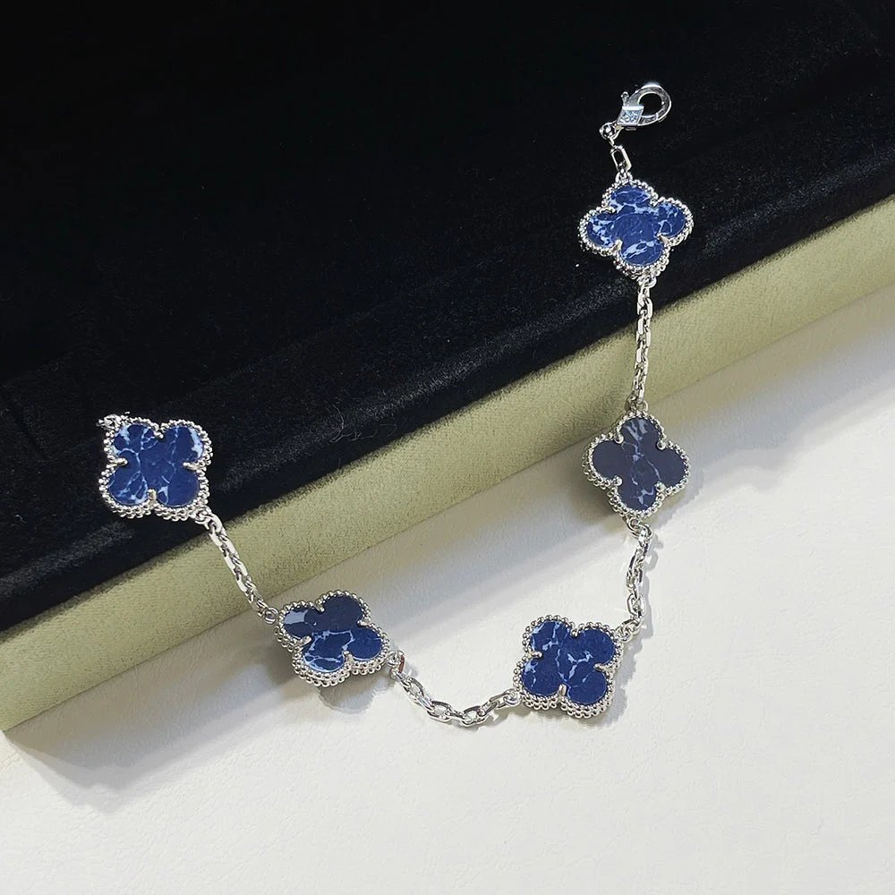 [VA]CLOVER 5 MOTIF PIETERSITE SILVER BRACELET