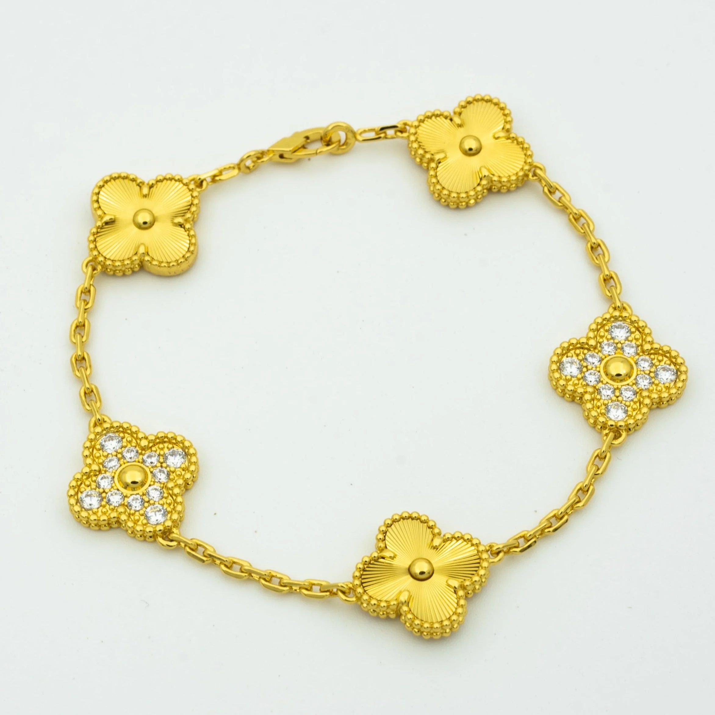 [VA]CLOVER BRACELET 5 MOTIFS GOLD DIAMOND
