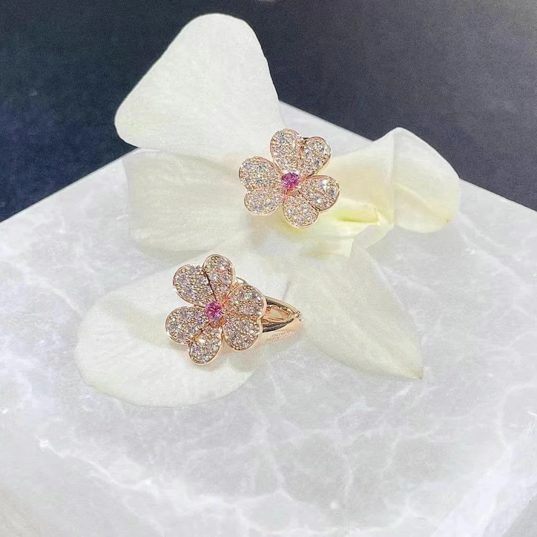 [VA]FRIVOLE PINK GOLD FLOWER DIAMOND EARRINGS