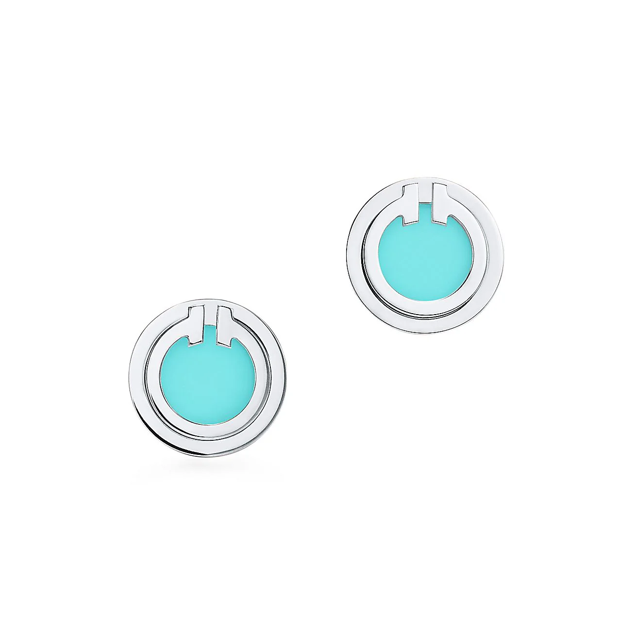 [TF]TURQUOISE CIRCLE WHITE GOLD EARRINGS